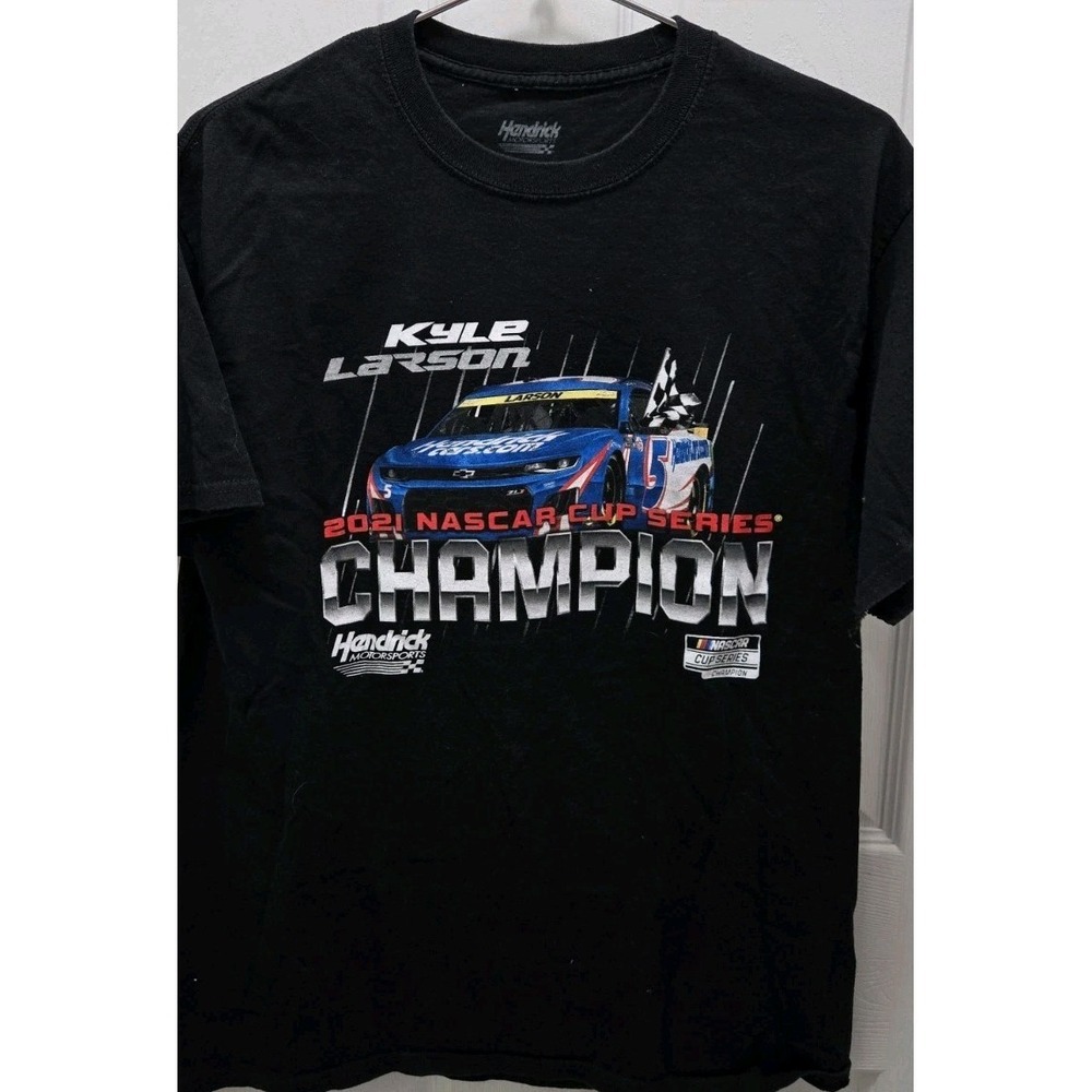 Kyle Larson 2021 NASCAR Cup Series Champion T Shirt Black Hendrick Motorsports L
